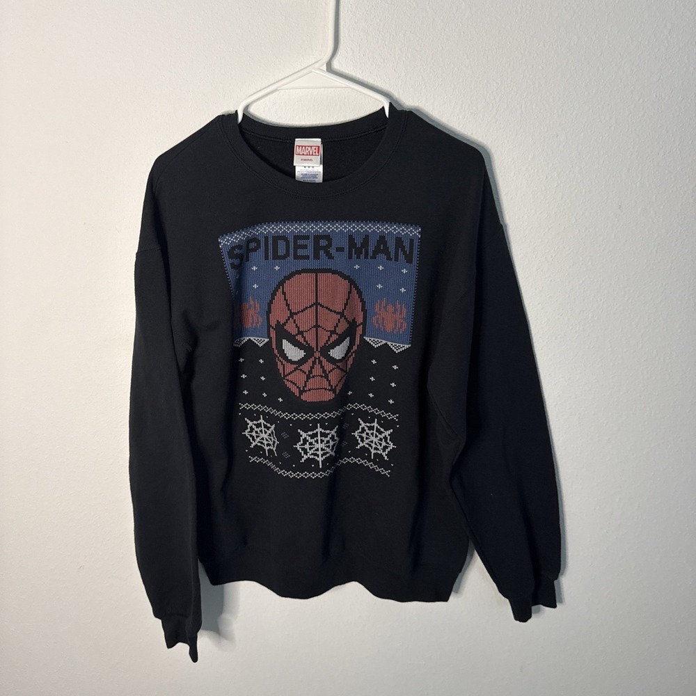 Spider Man Ugly Christmas Sweater For Marvel Fans Jerzees M Snowflake